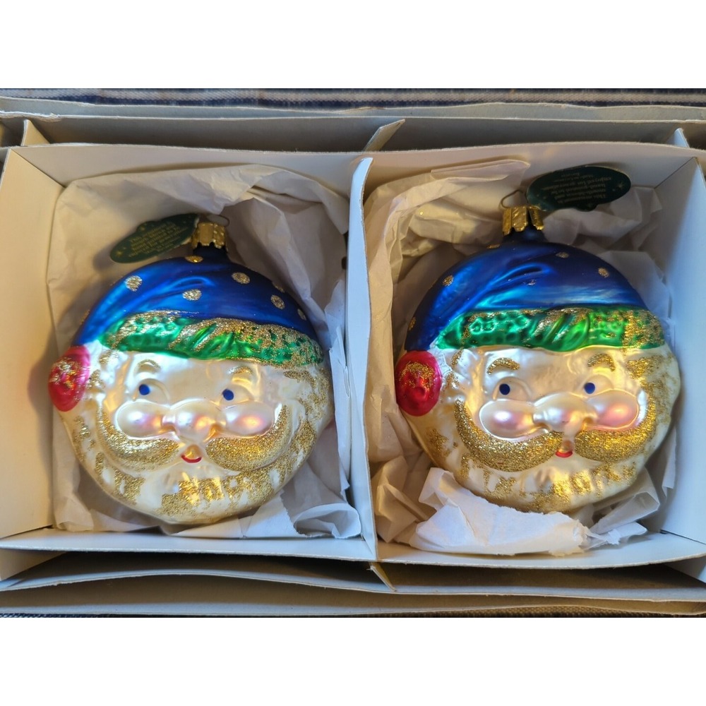 2 Santa Bloomingdales Christmas Ornaments w/tag Made Germany Christborn WOW!!